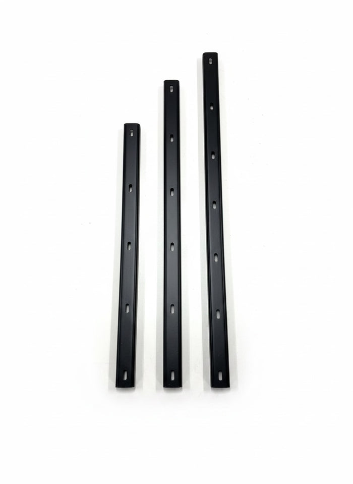 Steel C-channel for wood table tops, on a white background