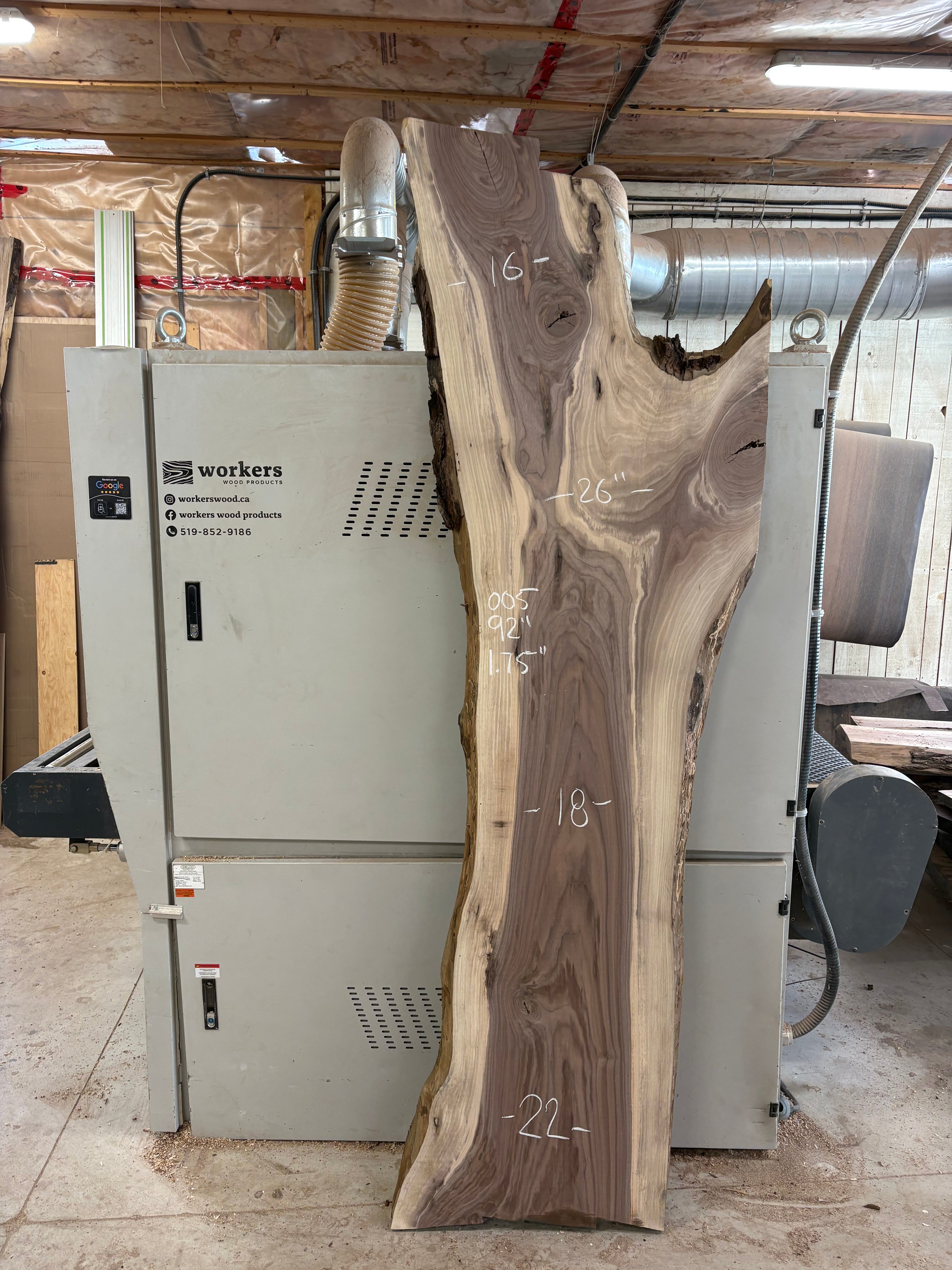 Black Walnut Slab kiln dried, planed, sanded with dimensions
