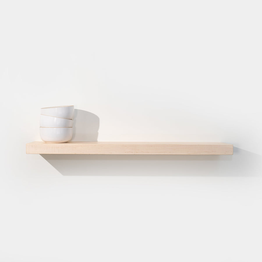 Wormy Maple Floating Shelves in Clear